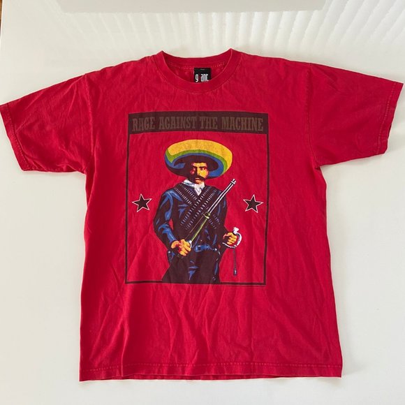 Vintage 2000 Rage Against The Machine T-Shirt Mens Large Red Emiliano Zapata Tee - Picture 1 of 9